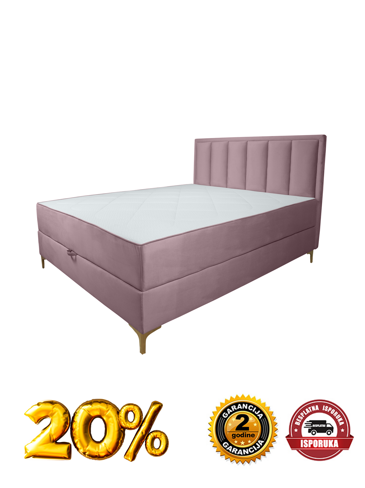 Francuski ležaj SOFT roze