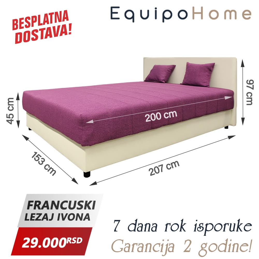 Francuski ležaj Ivona lila
