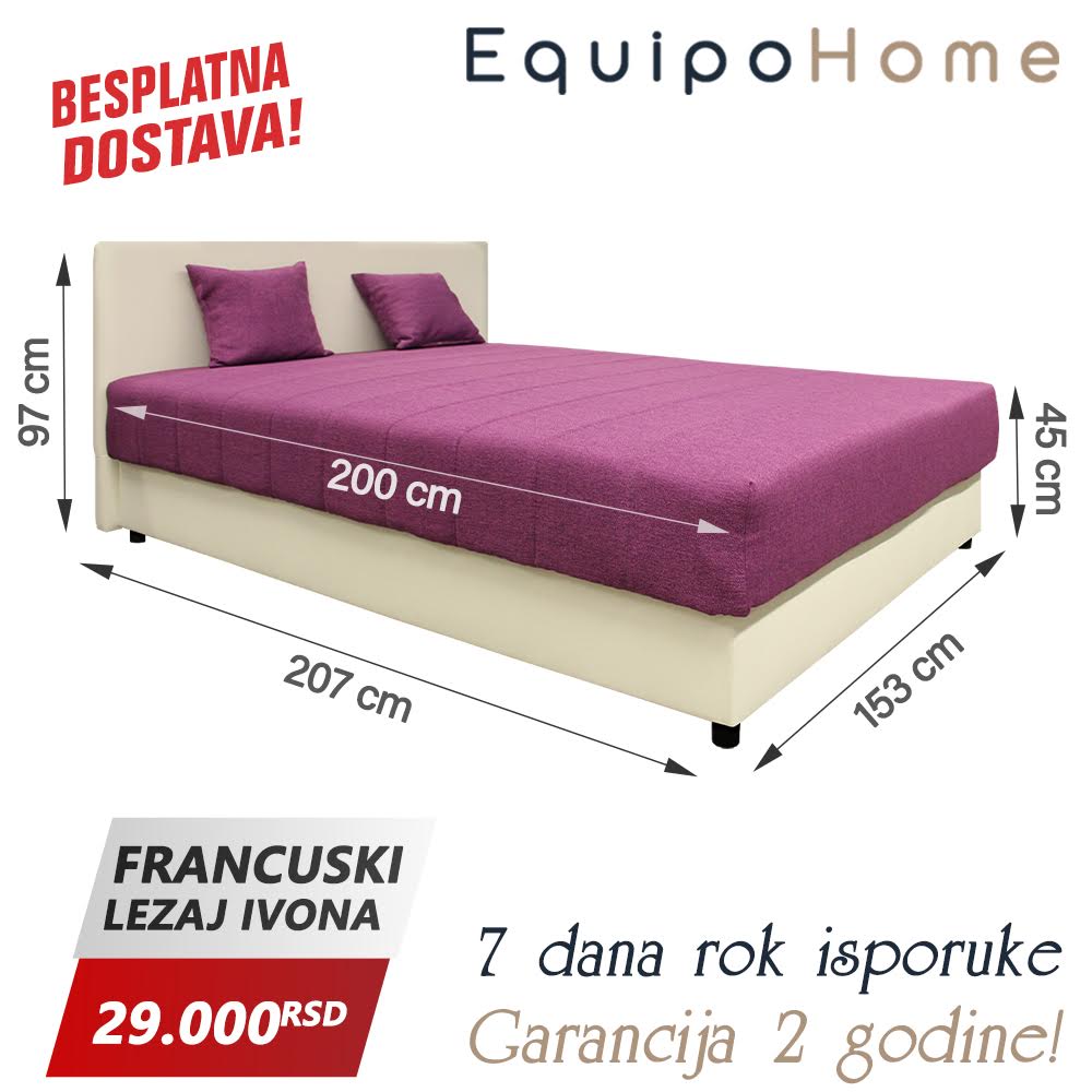 Francuski ležaj Ivona lila