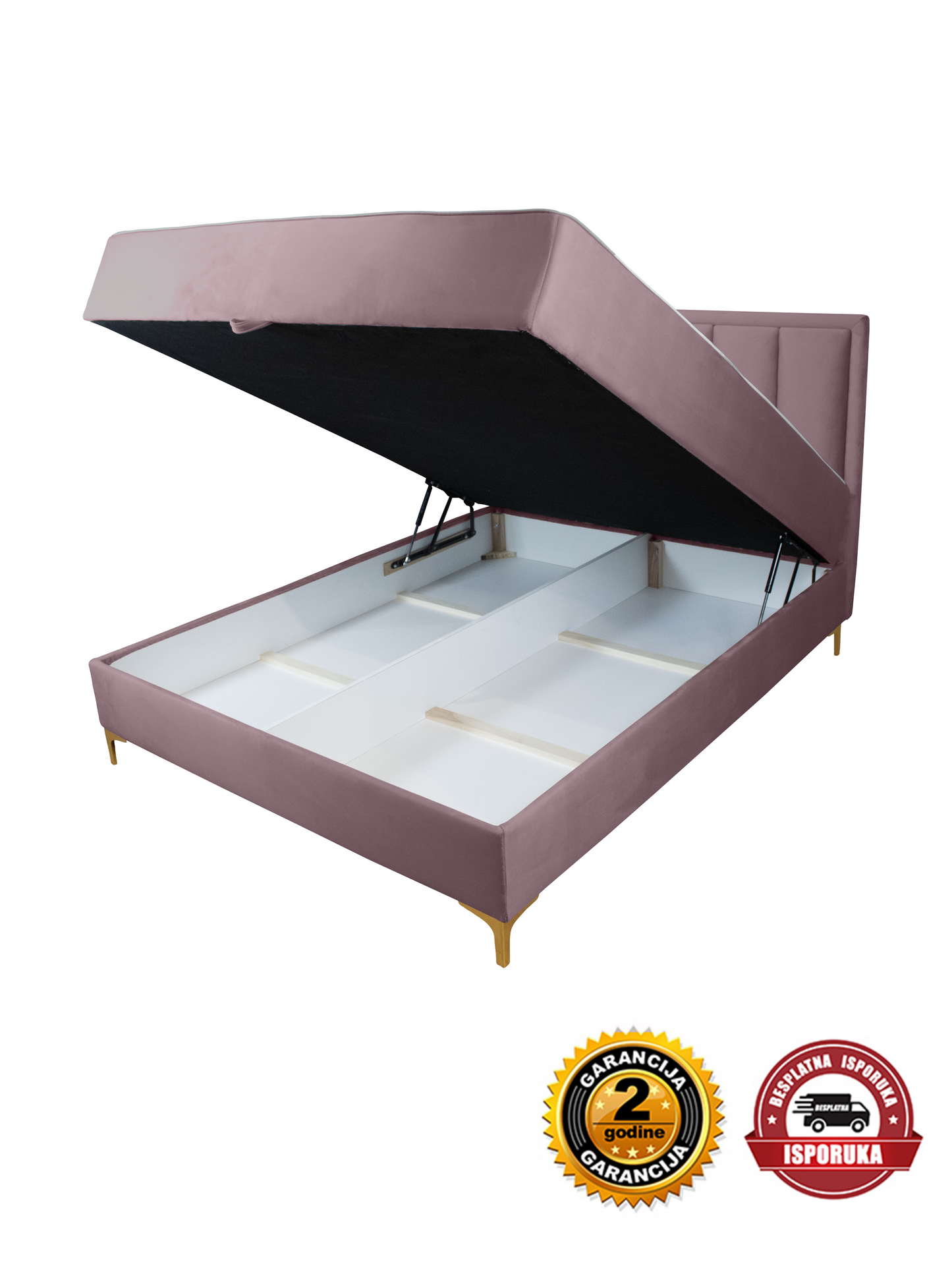 Francuski ležaj SOFT roze