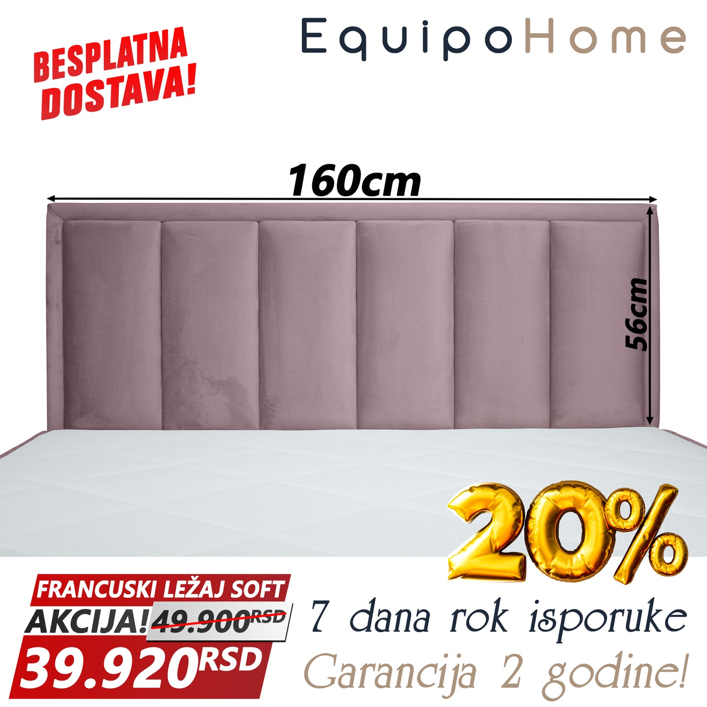 Francuski ležaj SOFT roze
