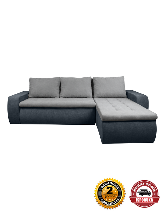 Ugaona garnitura BOKI siva-tamno siva