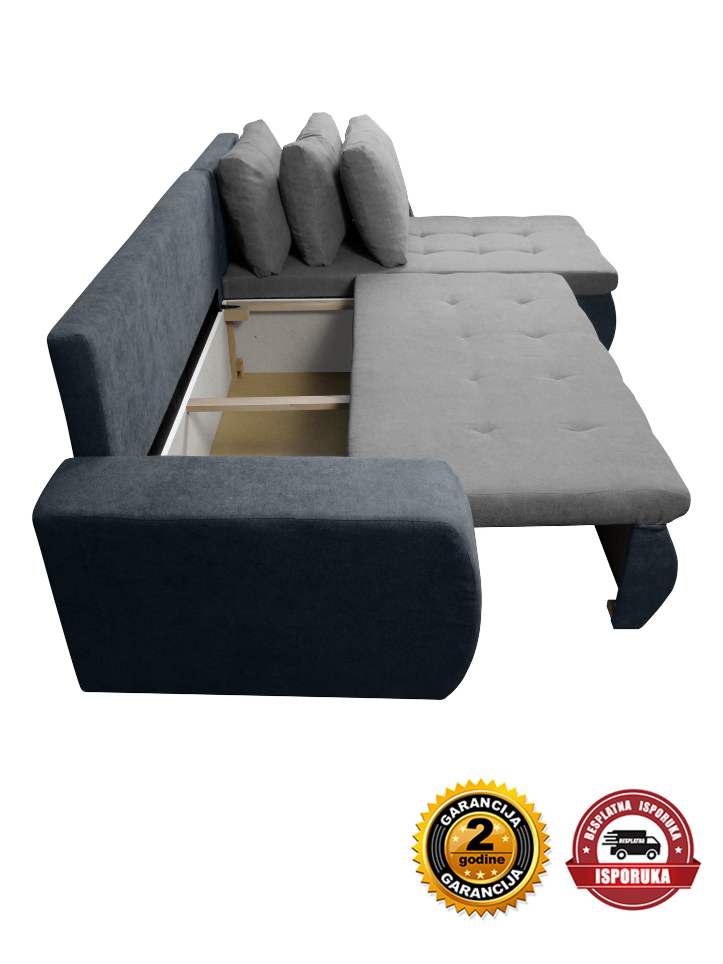 Ugaona garnitura BOKI siva-tamno siva