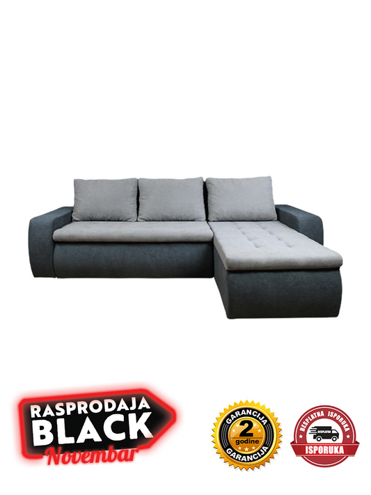 Ugaona garnitura BOKI siva-tamno siva