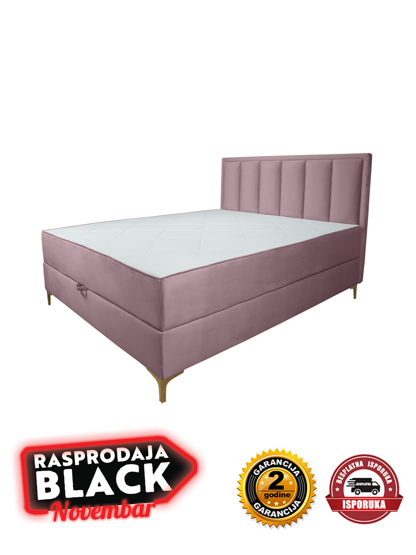 Francuski ležaj SOFT roze